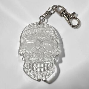 Laguna Beach Jean Co Sugar Skull Keychain Clear Acrylic Day of Dead Rare Y2K
